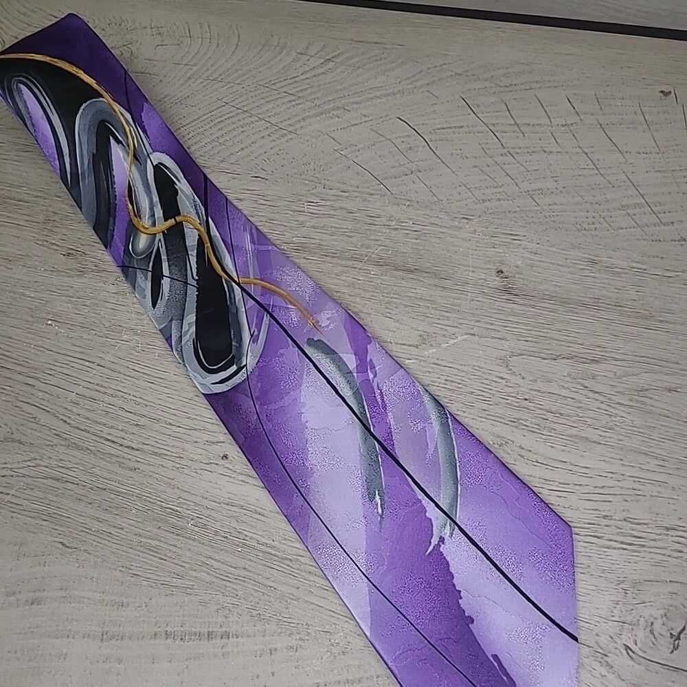 Jerry Garcia Buckworm Alarm Collection Fifty-Eight Purple Artistic Mens Tie